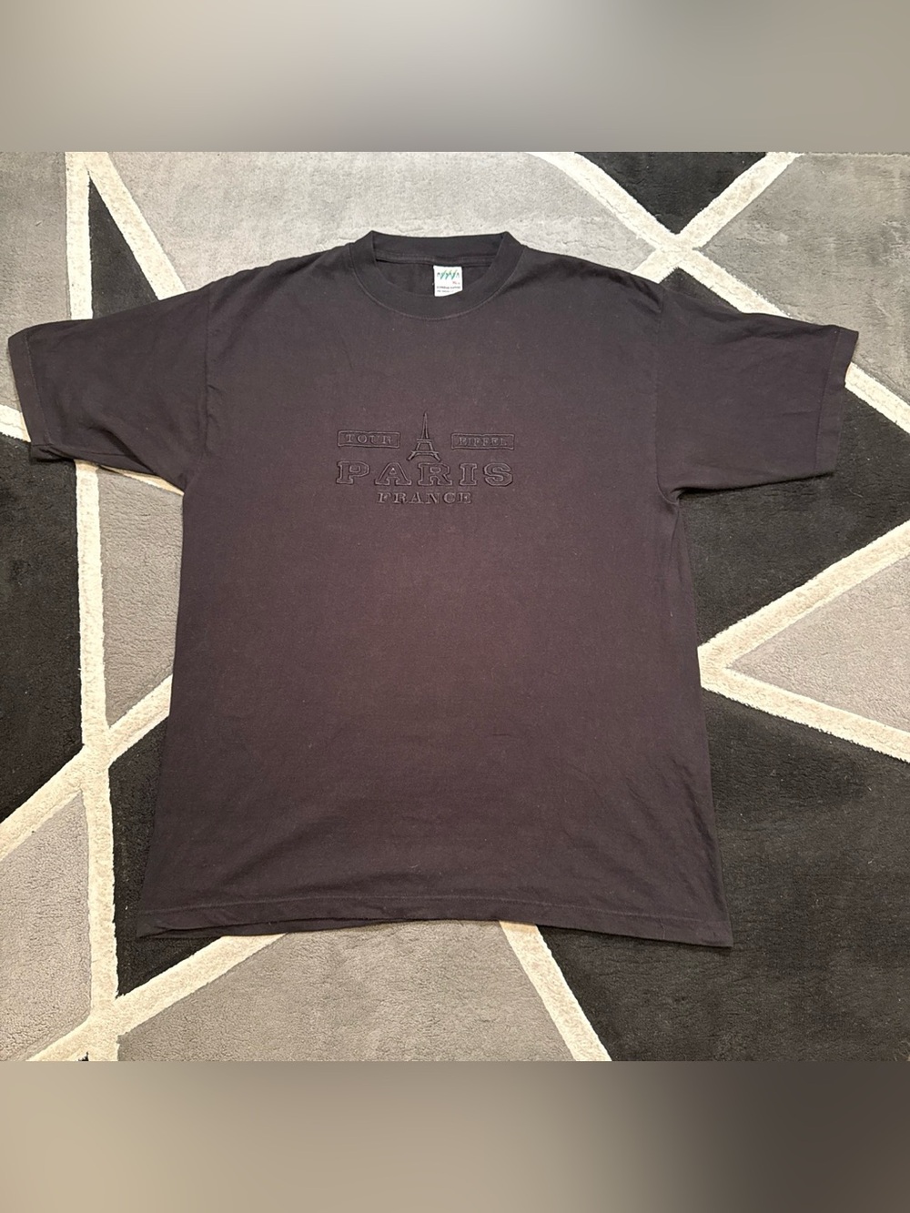 Vintage 90s Monada Paris France Tour Eiffel Embroidered Black T-Shirt